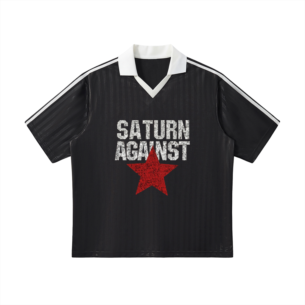 Contrast Collar Striped Soccer Jersey