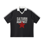 Contrast Collar Striped Soccer Jersey