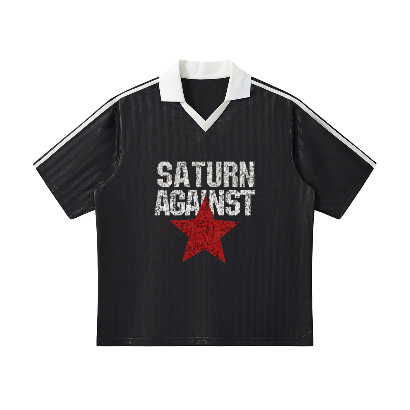 Contrast Collar Striped Soccer Jersey