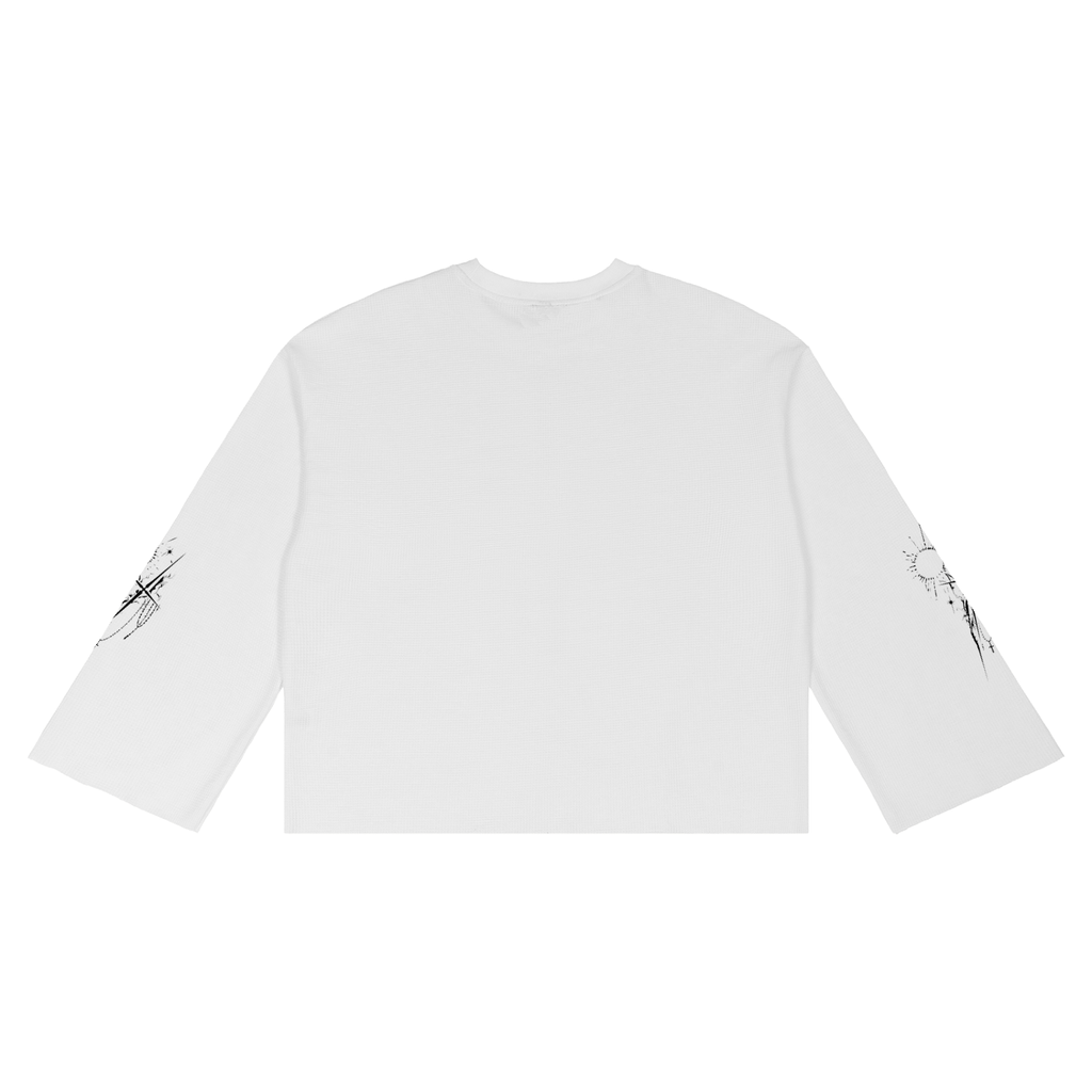 Unisex Waffle Raw Edge Long Sleeve
