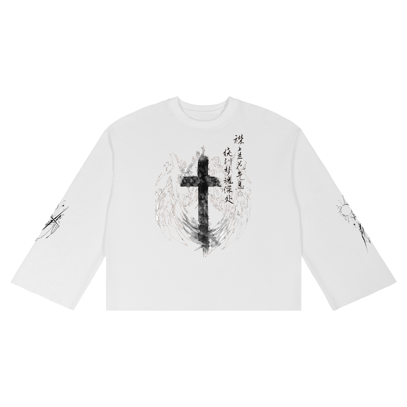 Unisex Waffle Raw Edge Long Sleeve