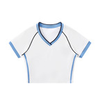 Contrast Trim V-Neck Crop T-Shirt