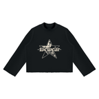 Unisex Mock Neck Raw Edge Boxy Sweatshirt