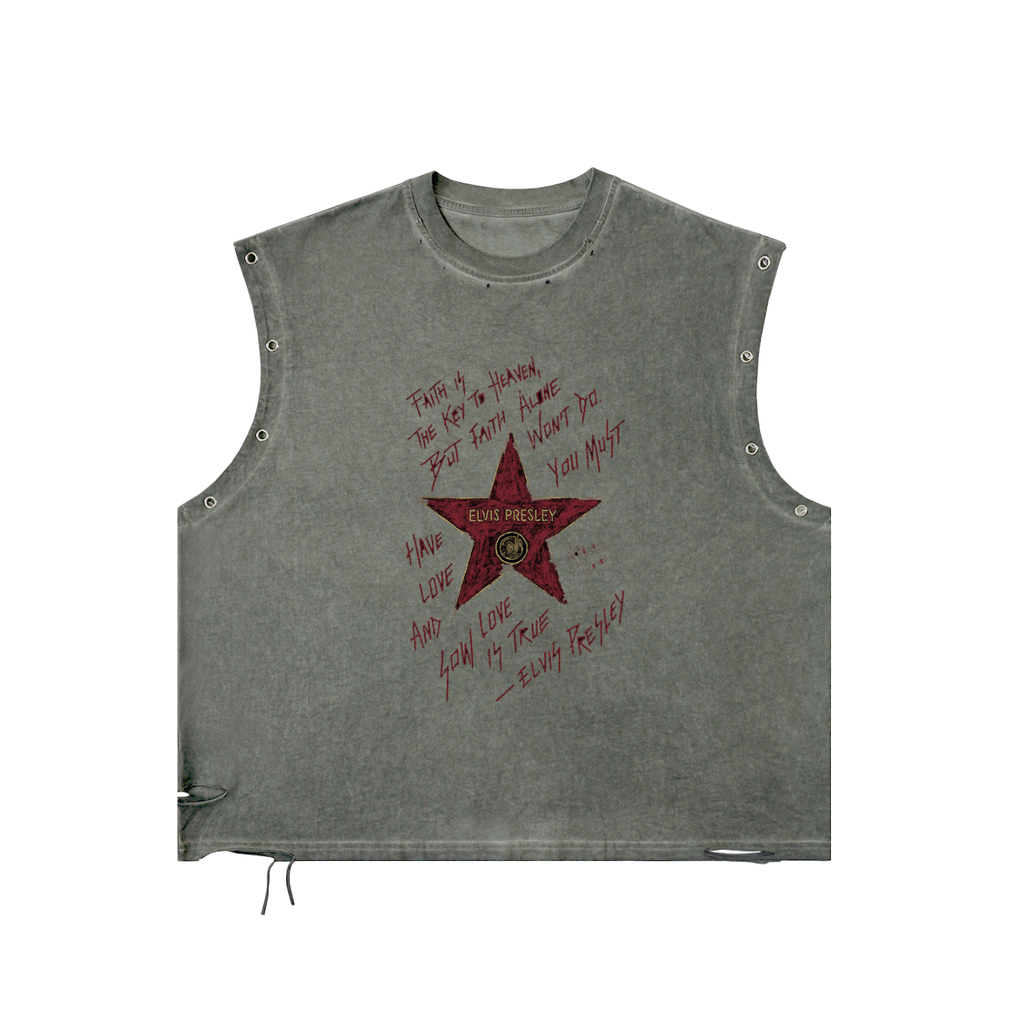 Distressed Grommet Eyelet Tank Top