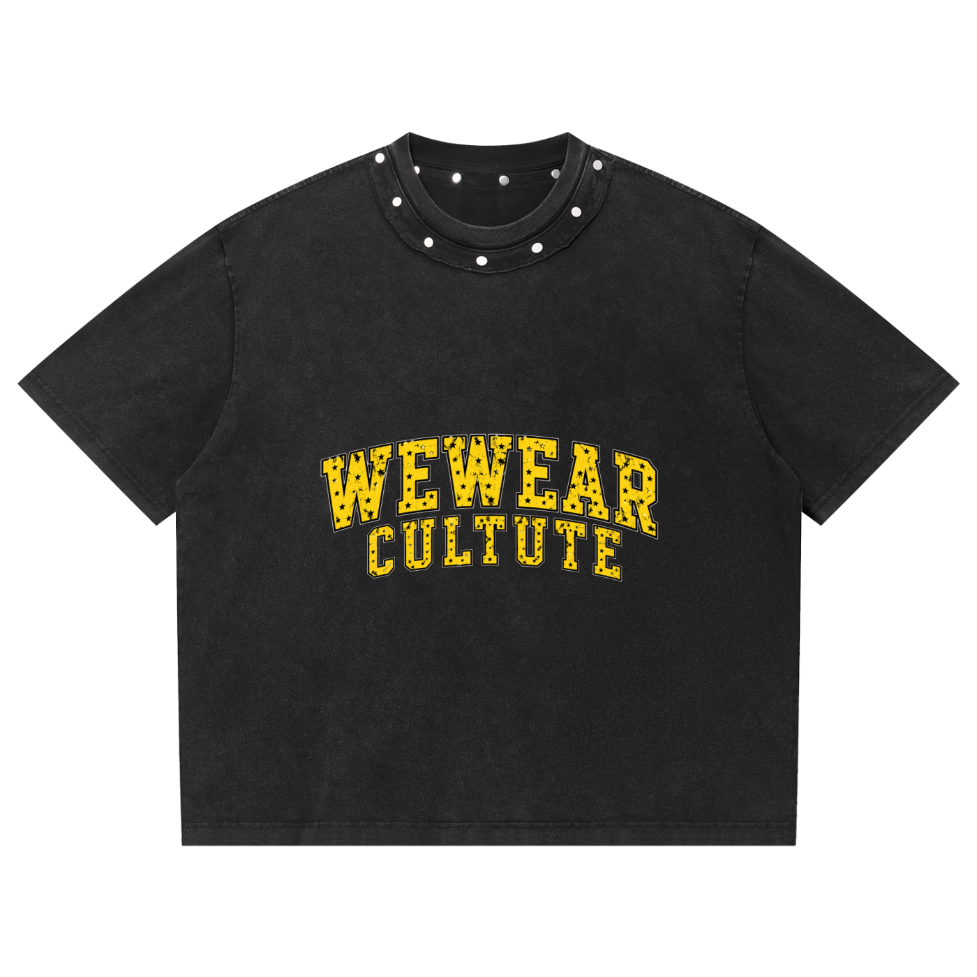 Unisex Washed Boxy Studded T-Shirt