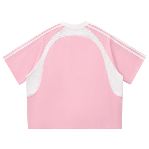 Contrast Stripes Panel Mesh T-shirt