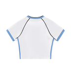Contrast Trim V-Neck Crop T-Shirt
