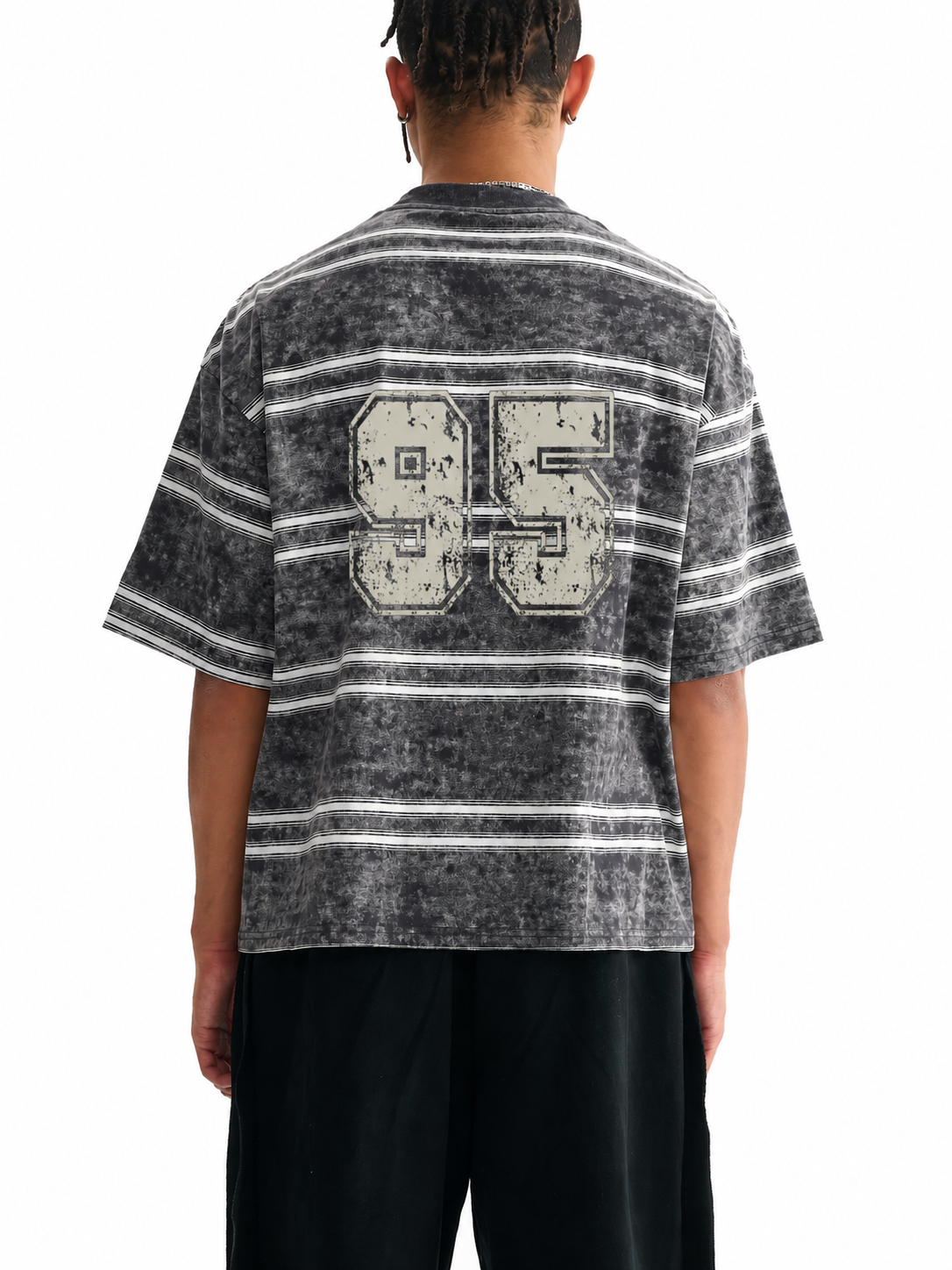 BORN TO STAND OUT Snow Washed Striped Boxy T-Shirt