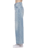 Women's Vintage Wash Distressed Wide Leg Jeans