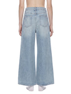 Women's Vintage Wash Distressed Wide Leg Jeans