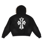 Wewear Sun Fade Boxy Detachable Fur Hoodie