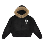 Wewear Sun Fade Boxy Detachable Fur Hoodie