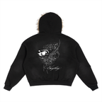 Sun Fade Boxy Detachable Fur Hoodie