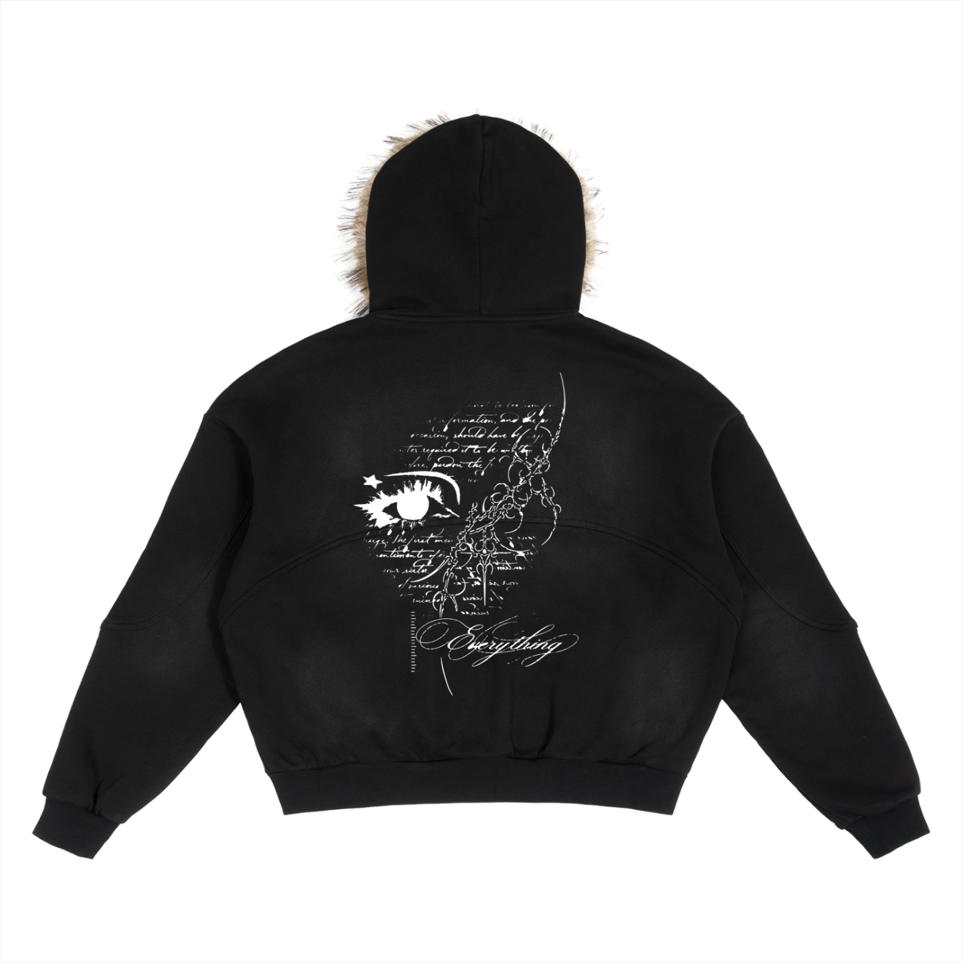 Sun Fade Boxy Detachable Fur Hoodie
