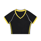 Contrast Trim V-Neck Crop T-Shirt