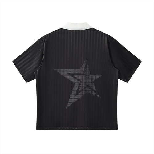 Contrast Collar Striped Soccer Jersey