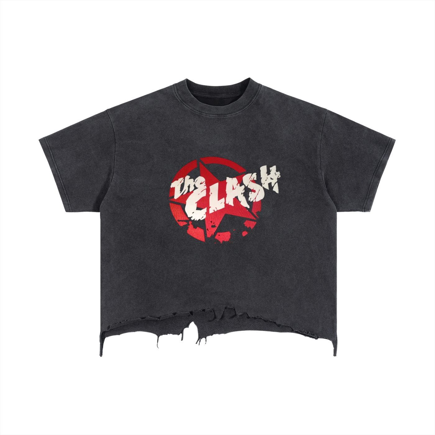 Vintage Wash Boxy Distressed Hem T-Shirt
