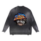 Sun Fade Distressed Ripped Crewneck sweater