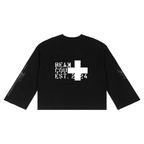 Raw Edge Waffle Knit Long Sleeve Crewneck – Unisex